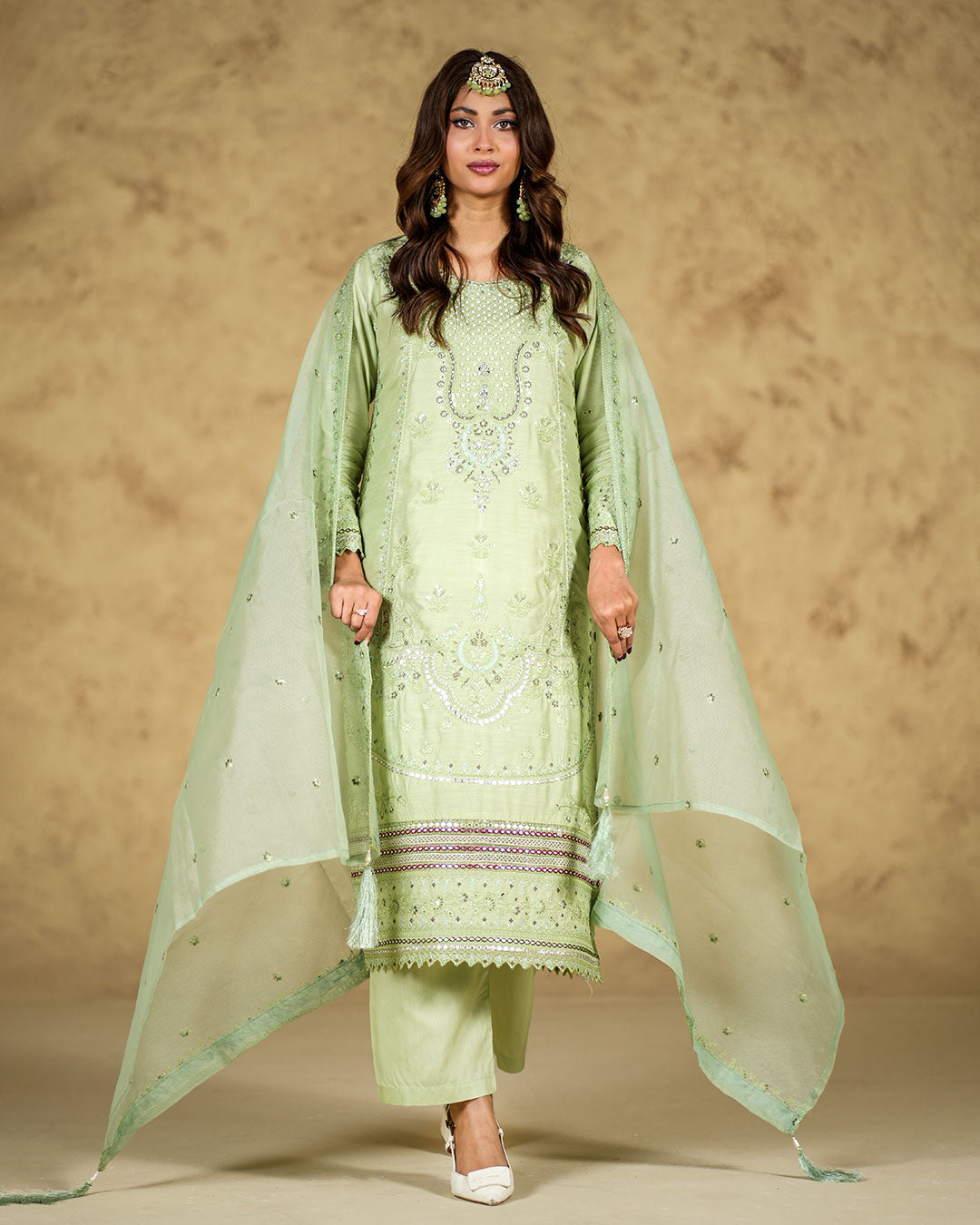 Zarmina Viscose Embroidered 3-Piece Suit
