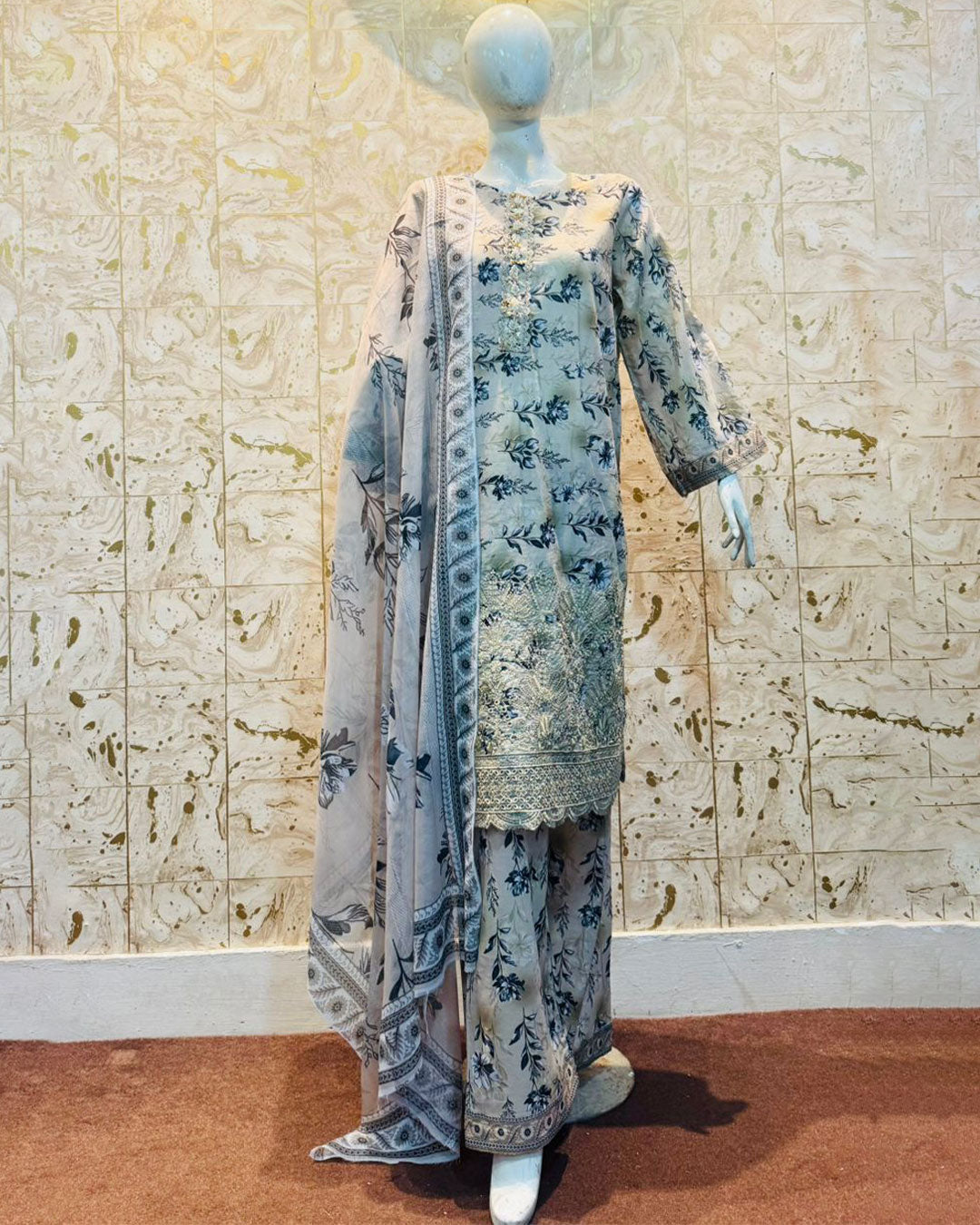 Moonlight Bloom Lawn 3 Pcs Suit
