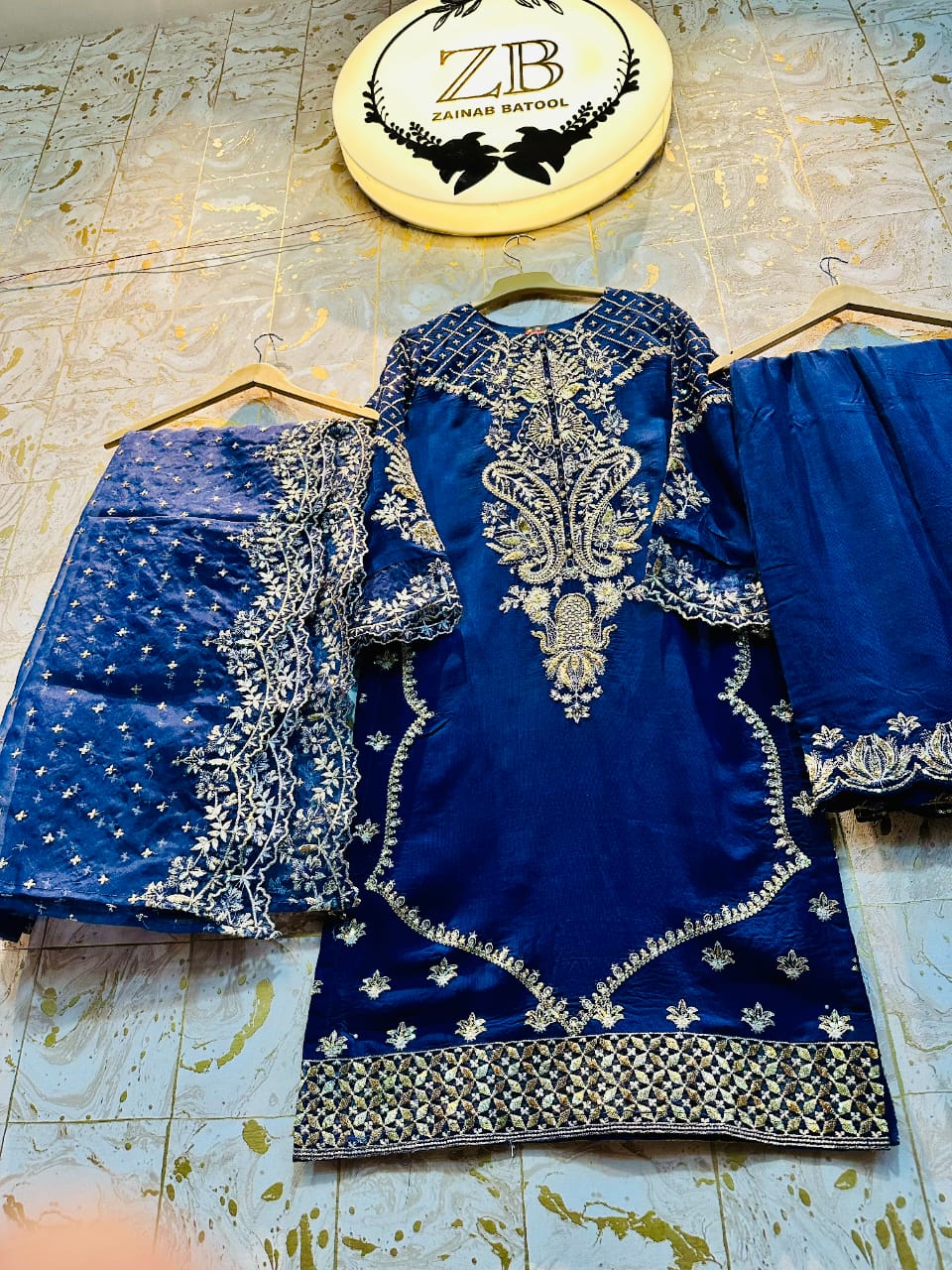 Blue Raw Silk 3Pcs