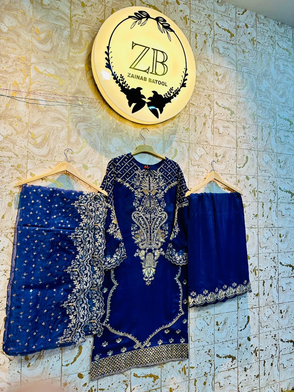 Blue Raw Silk 3Pcs