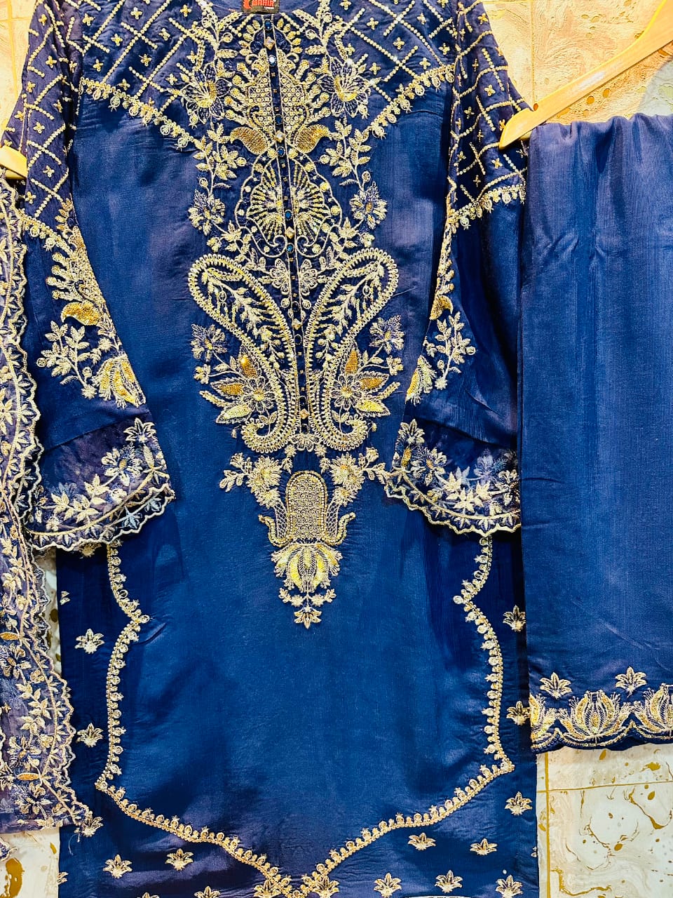 Blue Raw Silk 3Pcs