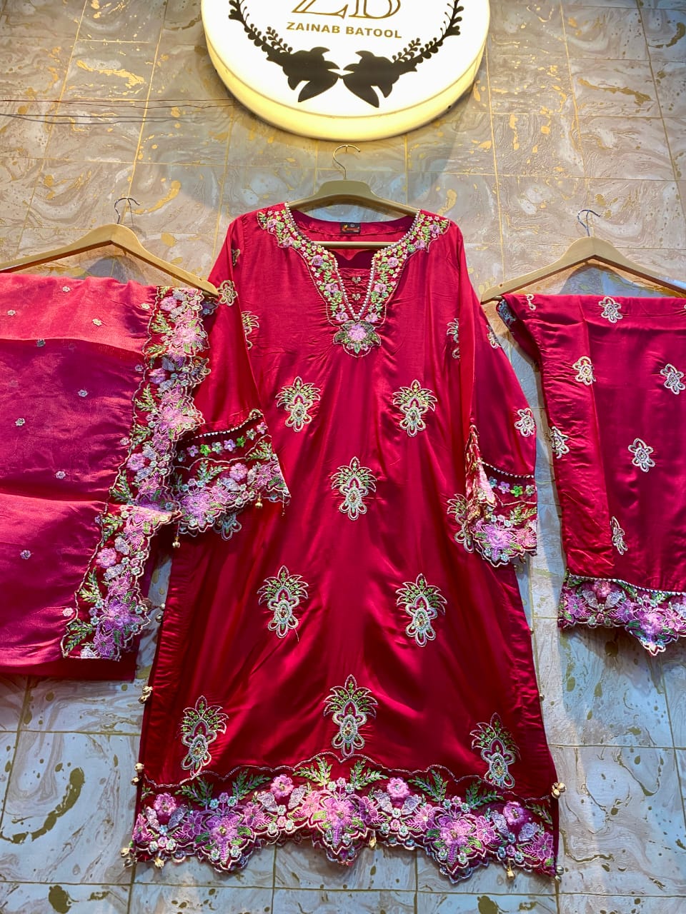 Red Viscose 3Pcs