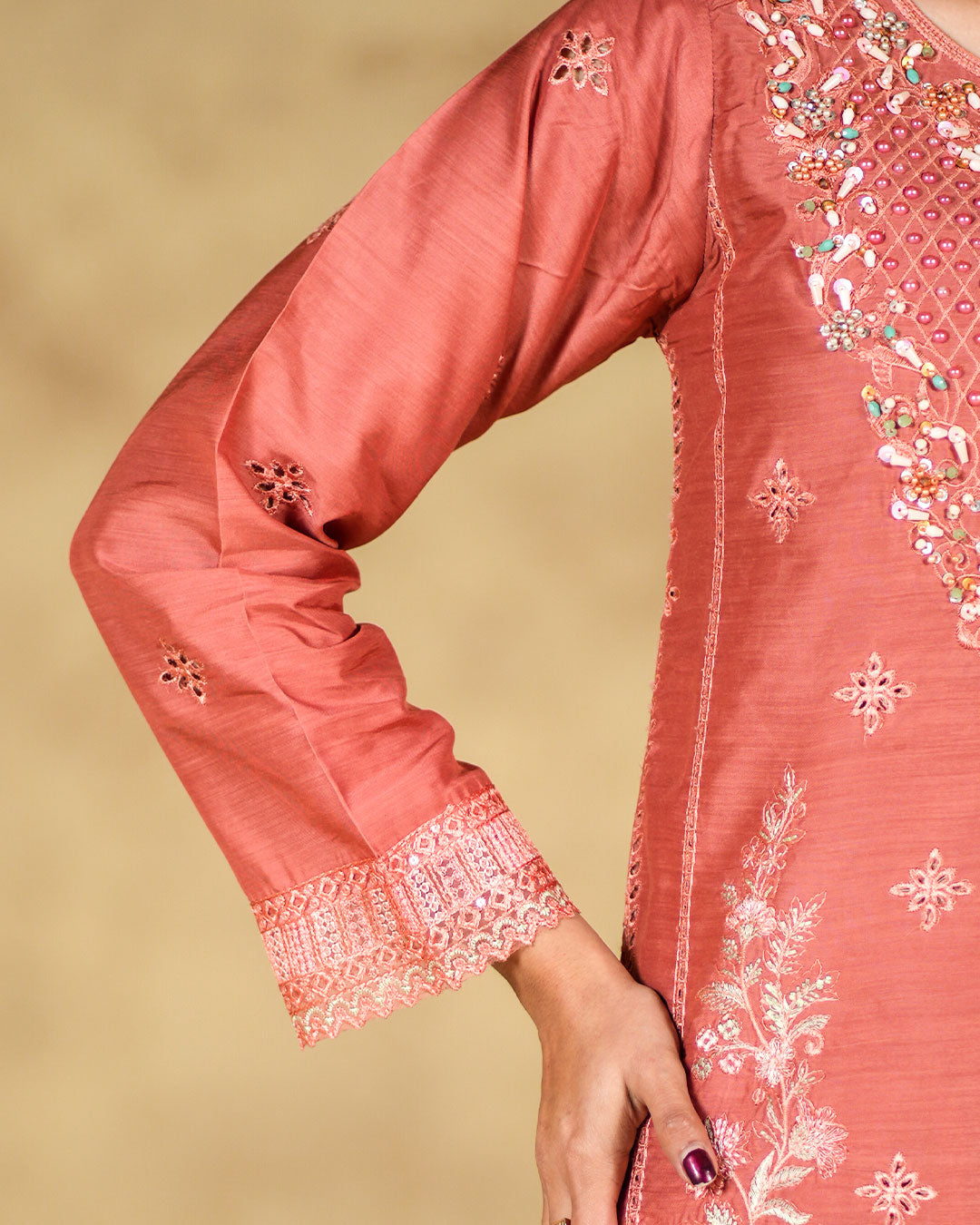 Peach & Black Viscose 3Pcs