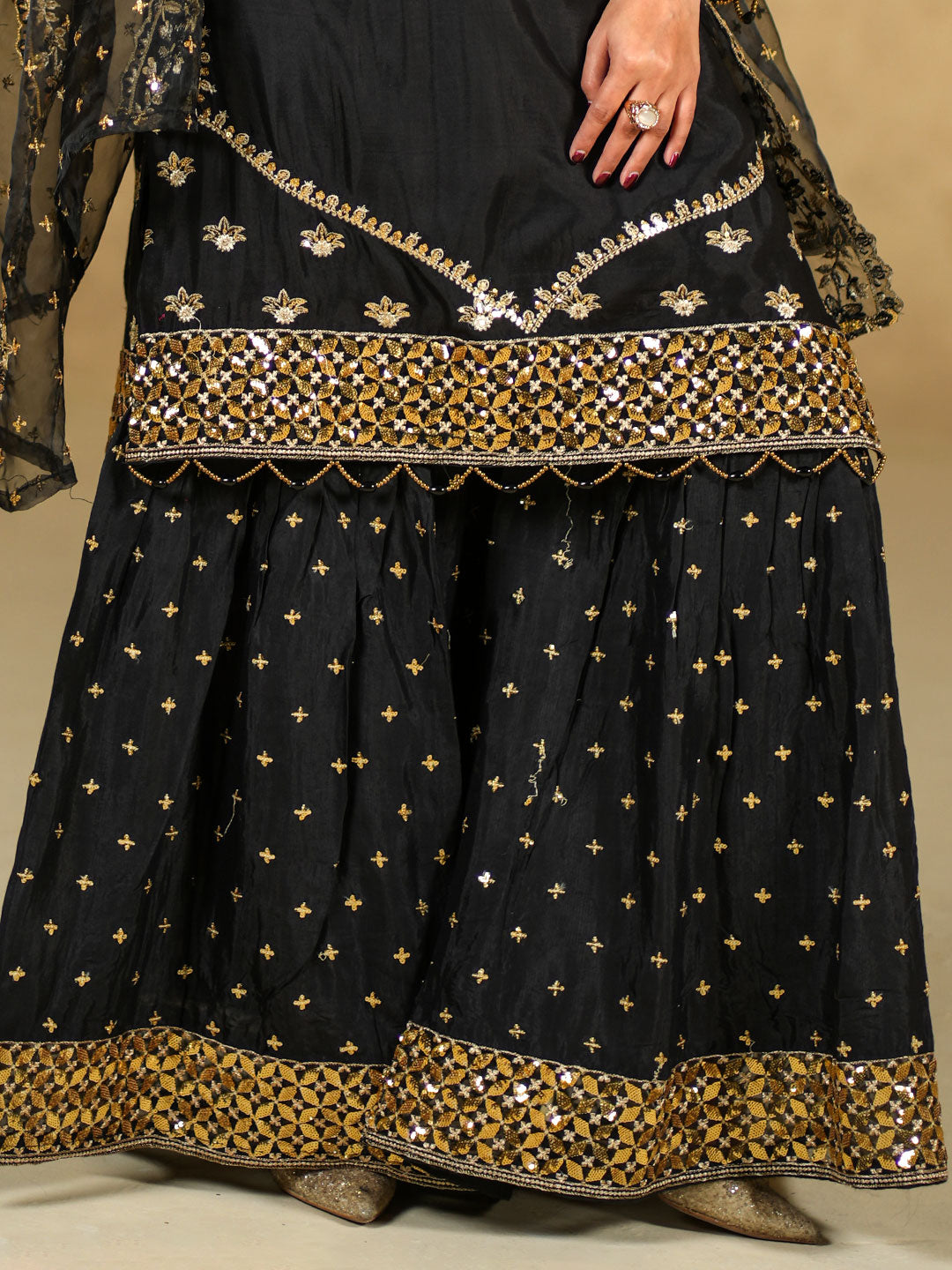 Premium Black Raw Silk 3Pcs