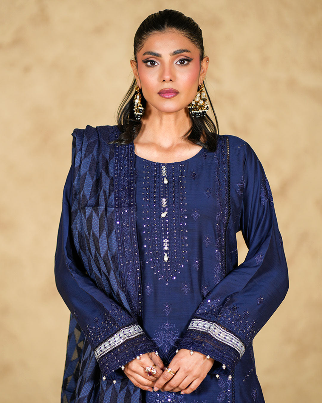 Navy Blue Viscose 3Pcs