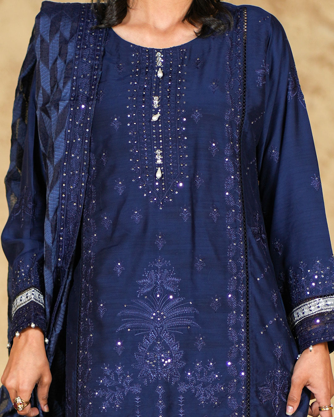 Navy Blue Viscose 3Pcs