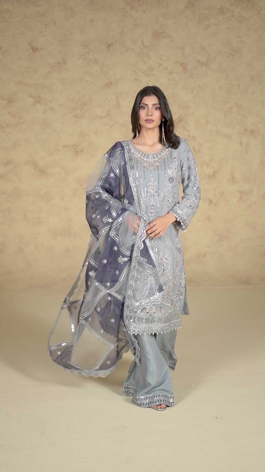 Luxury Gray Chiffon 3Pcs